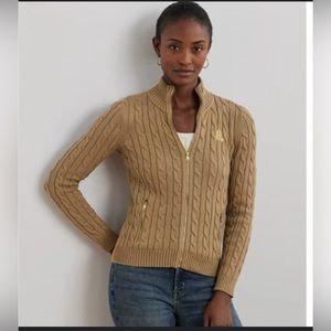 Ralph Lauren Cable Knit Zip Up Sweater